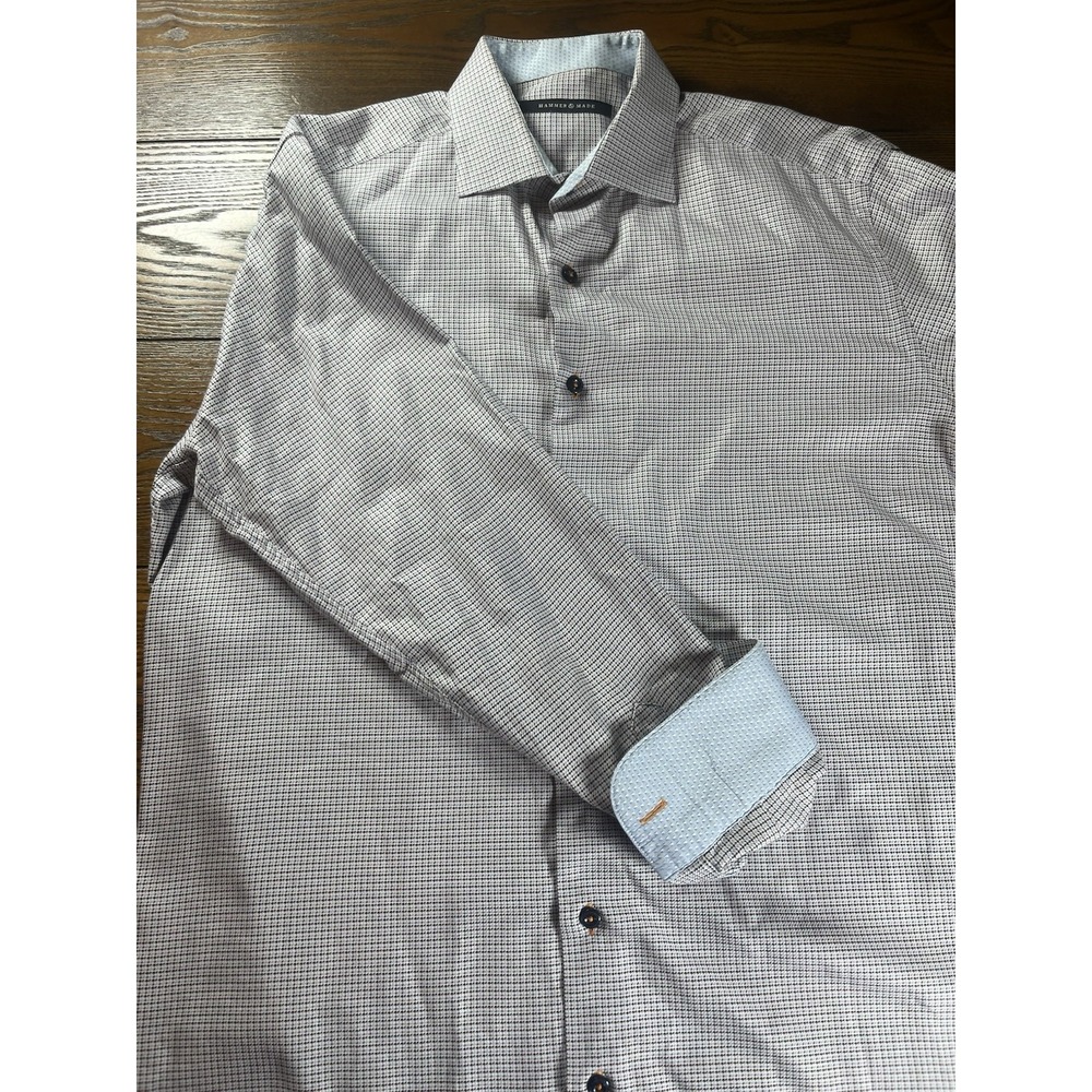 Hammer Made Dress Shirt Mens 41/16 Micro Check Slim Fit Flip Cuff Preppy EUC